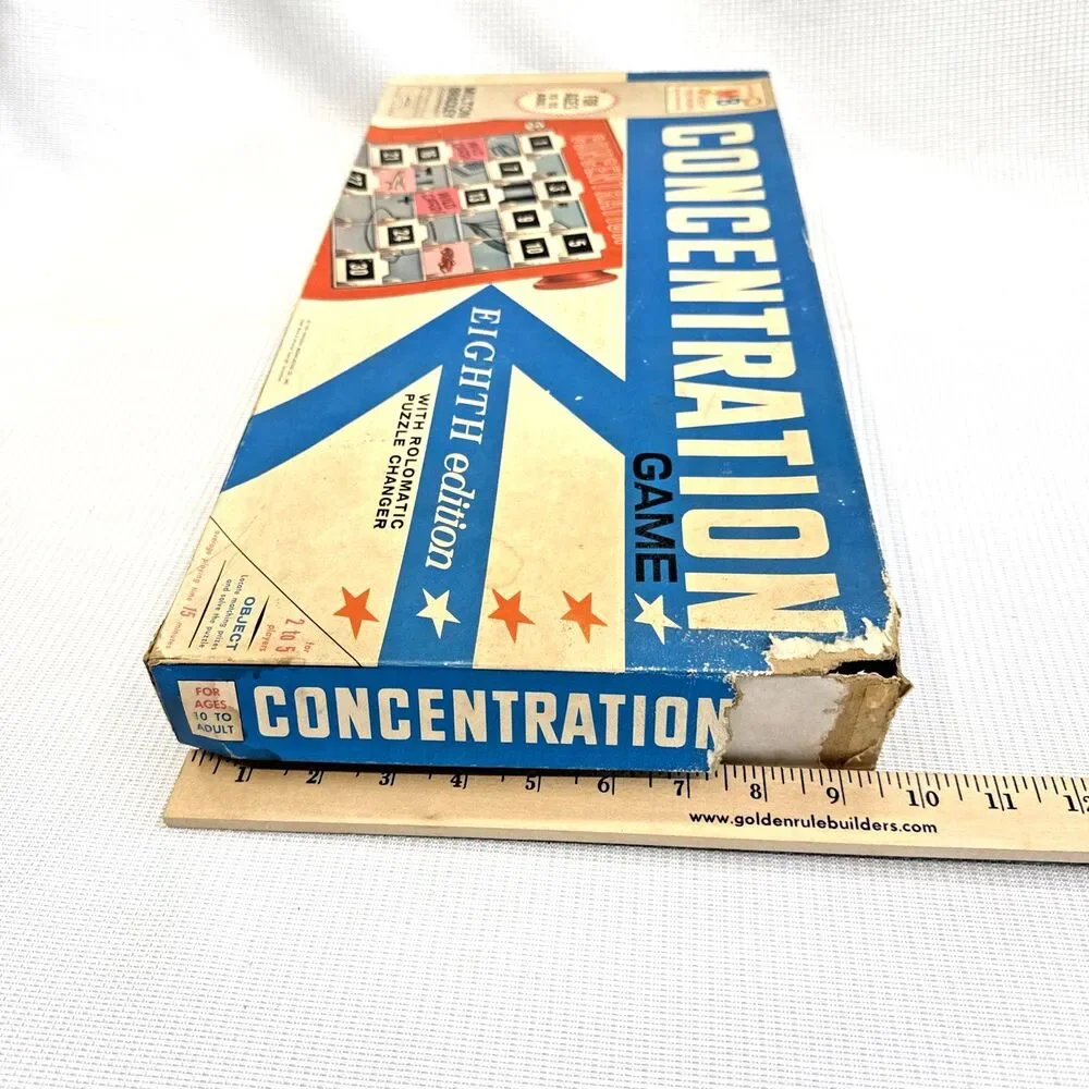 Vintage 1964 Concentration Board Game 8th Edition Milton Bradley No. 4950 USA